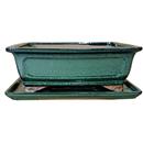 26 cm - Vaso Muzai Verde, Avorio & Blu con sottovaso Ceramica - 34,90 €